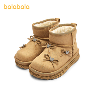 巴拉巴拉童鞋儿童雪地靴女童棉靴加厚加绒宝宝2025新冬季靴子防滑