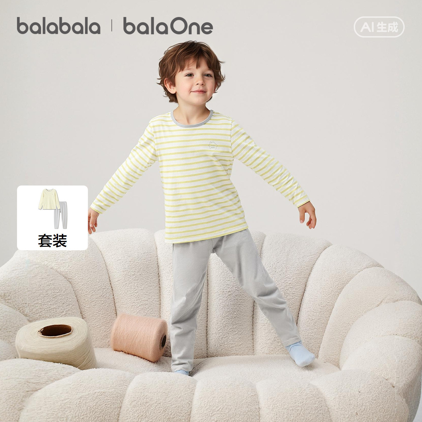 巴拉巴拉儿童内衣套装春秋新款男童秋衣秋裤小童女童打底睡衣纯棉,淘宝优惠券,粉丝福利购,淘宝优惠卷