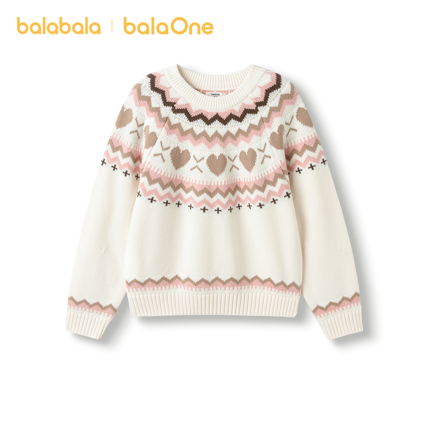 巴拉巴拉balaOne童装儿童毛衫2025新款冬女童费尔岛毛衣时尚上衣