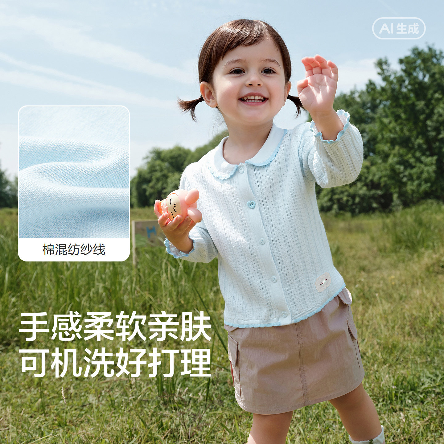 【balaOne】巴拉巴拉童装儿童毛衫女童2026新款春秋甜美时尚上衣