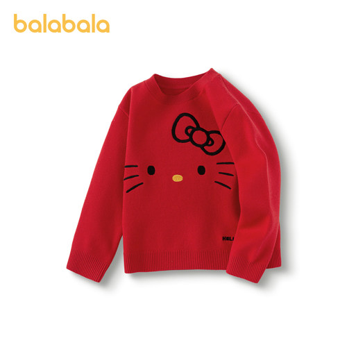 【HelloKittyIP】巴拉巴拉女童新年毛衫2025春秋新款针织衫拜年萌 - 图0