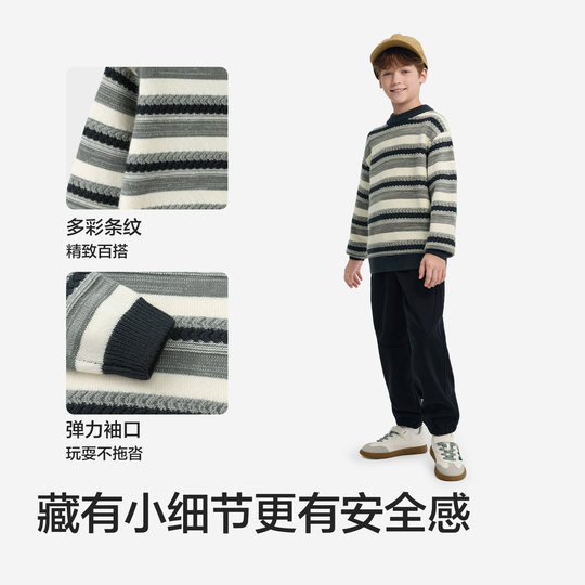 巴拉巴拉童装儿童毛衣男童女童2025新款冬装毛衫绞花针织衫红上衣