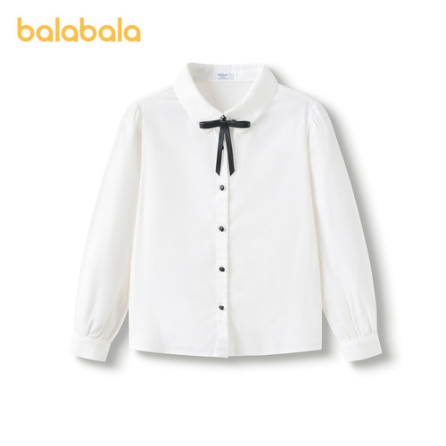 巴拉巴拉儿童长袖衬衫女童春装中大童学院风棉感白色衬衣柔软舒适 - 图3