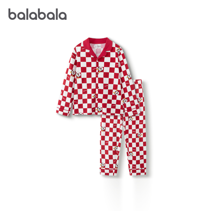 巴拉巴拉儿童睡衣套装龙年新款男女童家居服棉抗菌本命年新年红色-图3