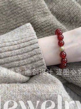 原创天然红玛瑙手链女转运珠子佛珠本命年绿色玛瑙水晶正品女手串