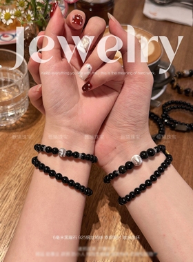 甄曦原创｜天然黑曜石手链串珠手串黑色男女款送女友男友饰品