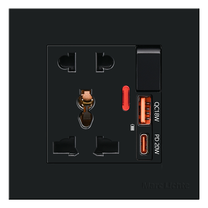 黑色86型香港13A英标插USB插座Type-c快充英式制插座面板,淘宝优惠券,粉丝福利购,淘宝优惠卷