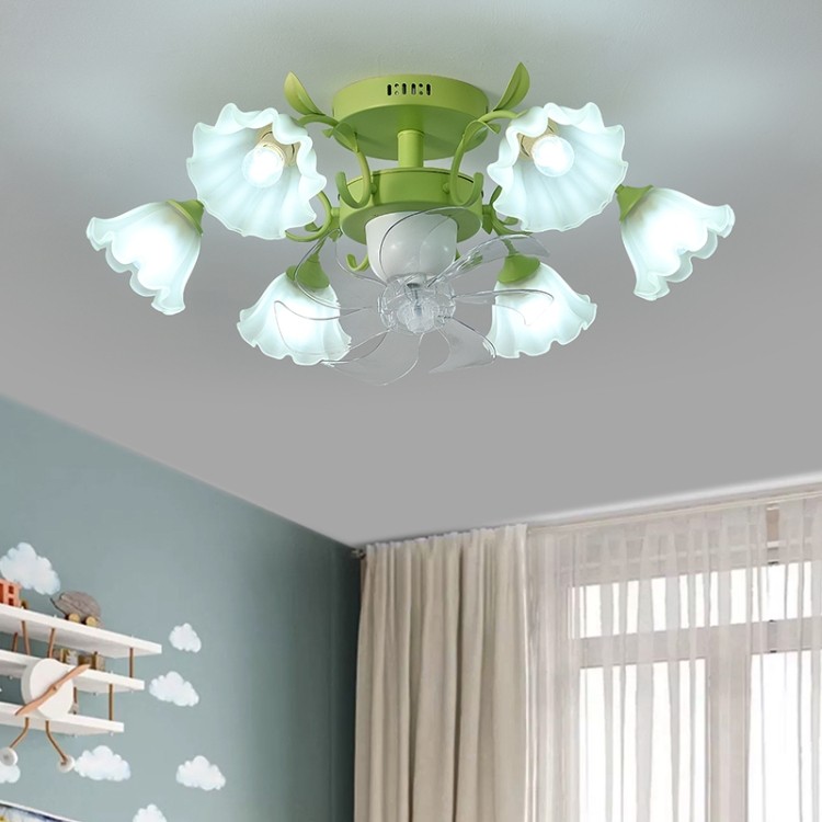 2025客厅吊灯静音摇头风扇灯法式铃兰花朵田园乡村餐厅吊扇灯,淘宝优惠券,粉丝福利购,淘宝优惠卷