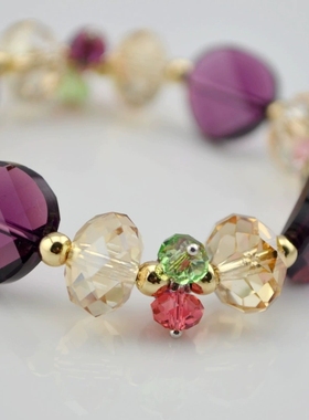 卉欣兰时尚奥地利水晶手链 曲饼扁圆水晶 韩版女士手链饰品