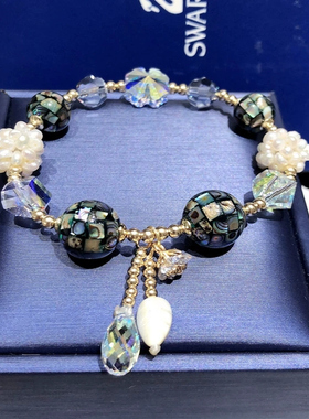 热销百搭天然新款葡萄石鲍贝手链时尚个性手链