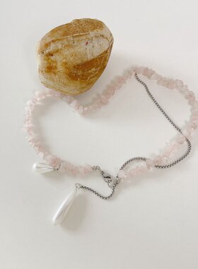 欧美法式碎石水滴超仙吊坠项链