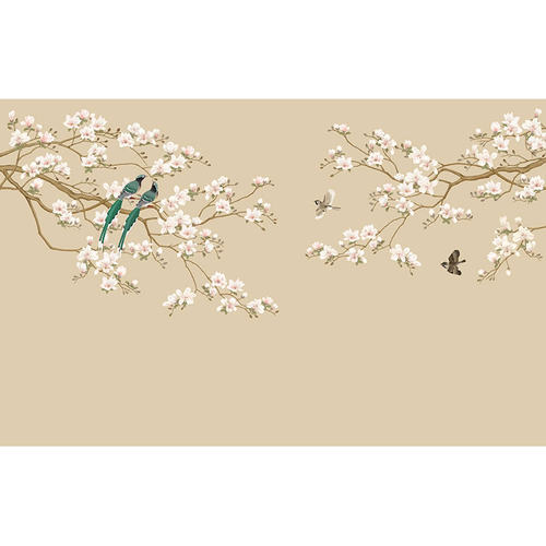 现代新中式花鸟电视背景墙壁纸 美式客厅影视墙 卧室壁画墙纸墙布 - 图3