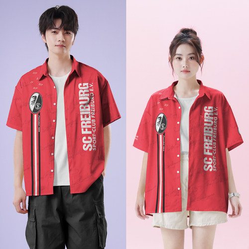 德甲弗赖堡SCF足球的俱乐部周边队球迷大码短袖衬衫男女装设 无界 - 图0