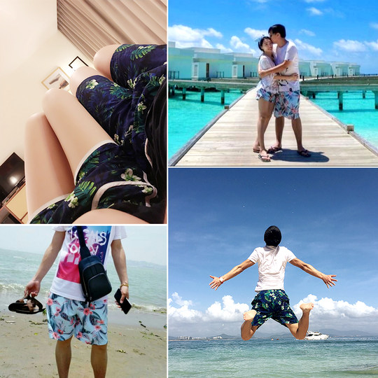 Hot spring beach pants men's quick -drying loose large size couple dress pentae pants short pants, female seaside holiday swimming trunks
