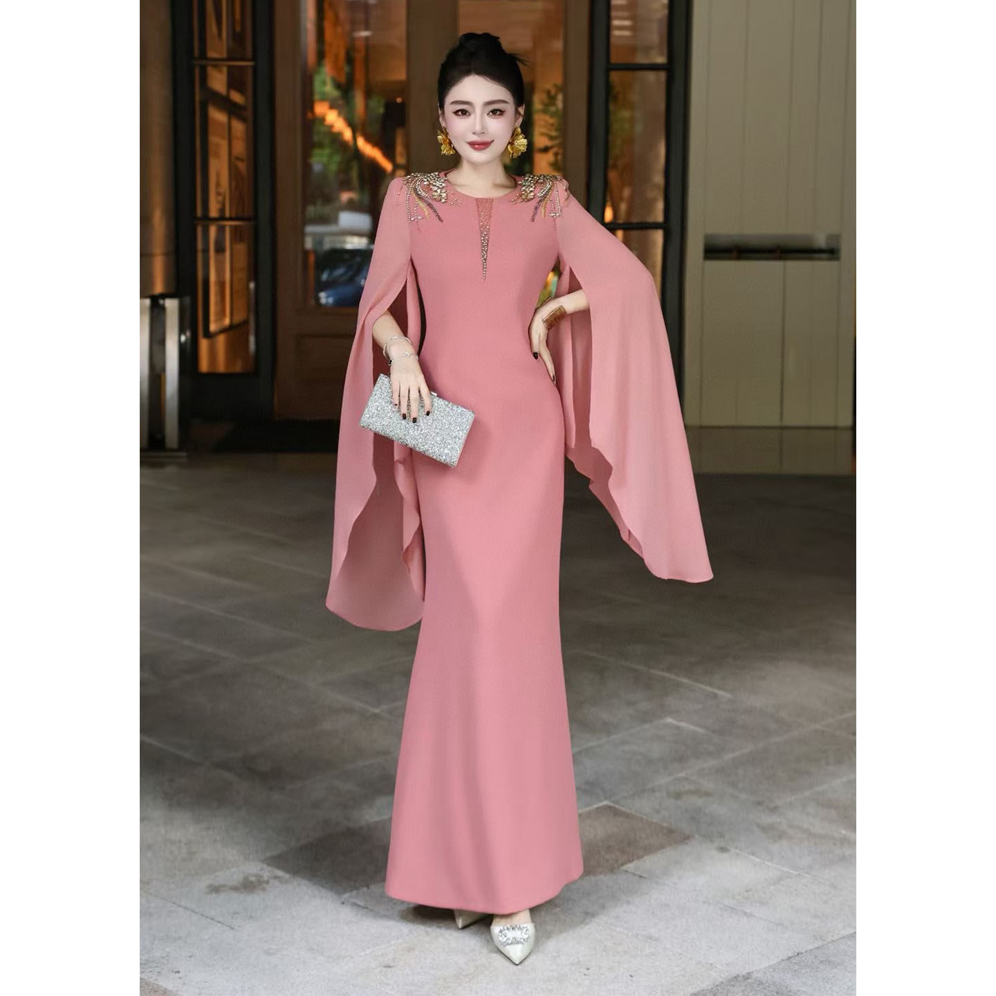 婚礼宴会晚装连衣裙高档喜妈妈喜婆婆新娘敬酒服订钻连衣裙长款裙,淘宝优惠券,粉丝福利购,淘宝优惠卷