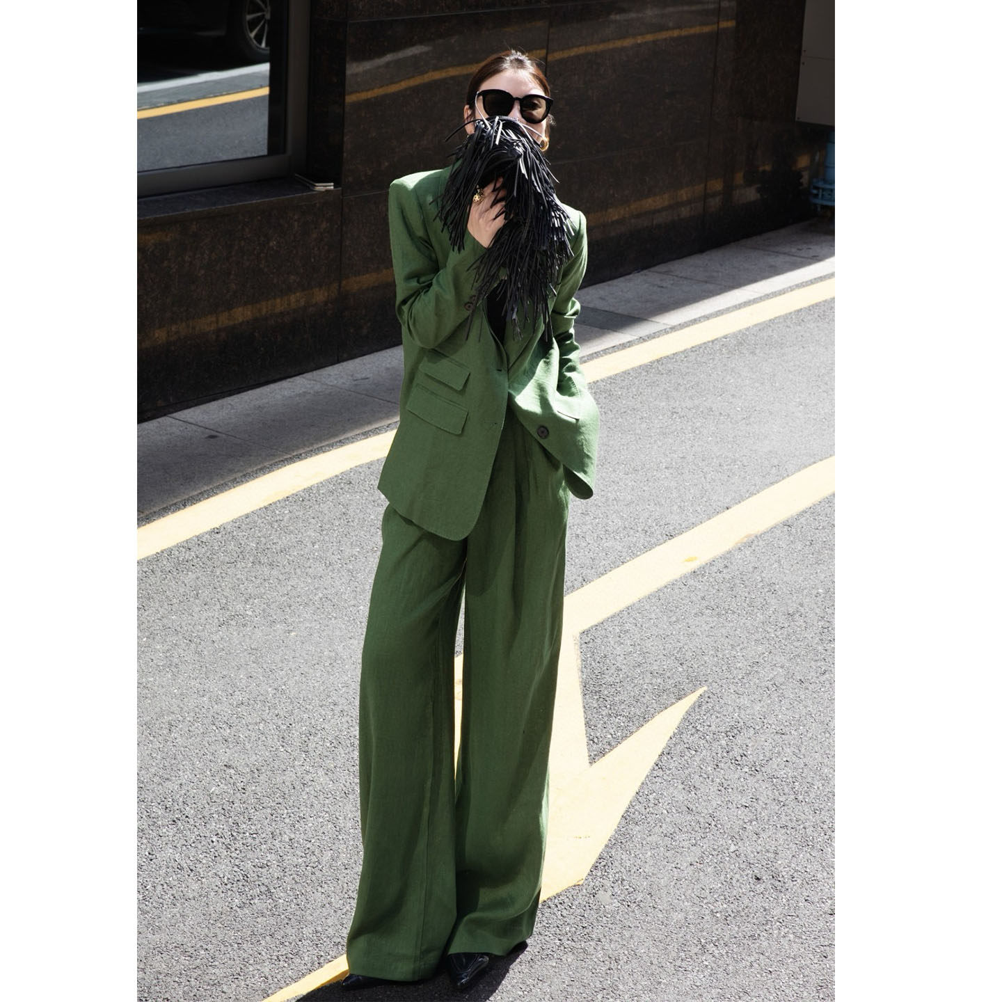 老钱风亚麻西装阔腿裤休闲松驰感商务女装秋冬时尚高级感两件套女,淘宝优惠券,粉丝福利购,淘宝优惠卷