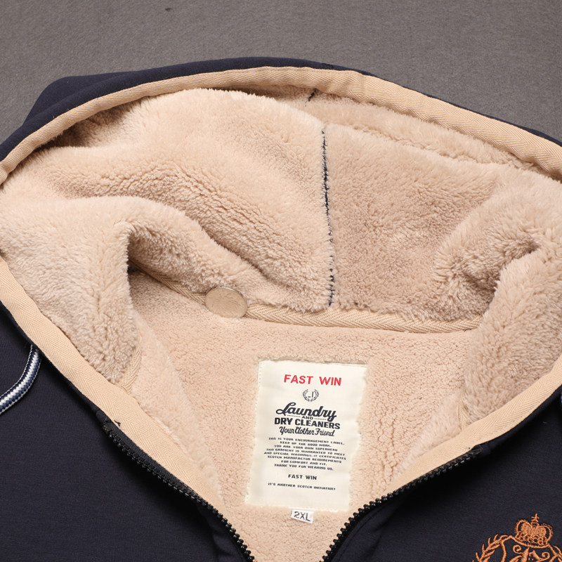 冬装羊羔绒纯棉运动套装男士休闲套装加绒加厚 男装两件套卫衣男 - 图0