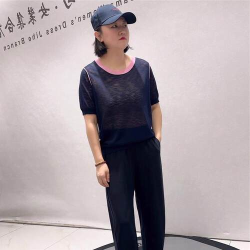 2026夏季蓝鲸之吻3252针织衫短袖加肥加大衫肥大时尚T恤胖mm打底 - 图3