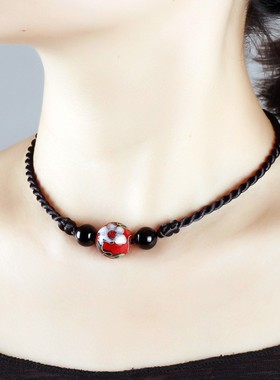 原创民族风手工项链景泰蓝短款