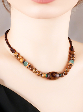 民族风遮疤痕术后项链女锁骨配饰手工天珠玛瑙气质百搭复古高级感
