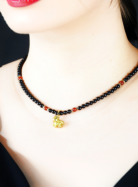 2026本命年红玛瑙小马锁骨链女