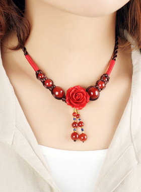 原创民族风花朵锁骨链脖子饰品