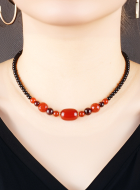 红色玛瑙遮疤锁骨链日常百搭款