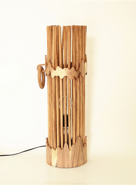 厂家销售原创手工编制木制竹丝工艺落地台灯田园温馨民宿装饰灯具