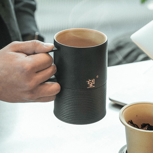 万仟堂高档办公杯茶杯办公室泡茶杯茶水分离杯陶瓷茶杯子男士望杯 - 图0