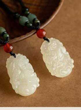 阿富汗玉十二生肖古风吊坠