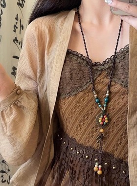 国风禅意木珠菩提挂件平安项链