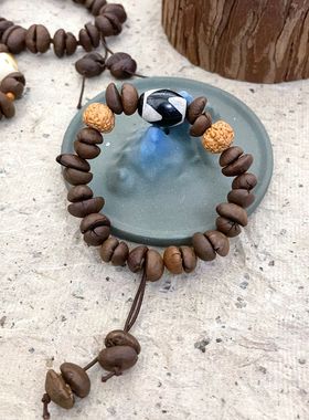 咖啡豆手串手链棕色系猫头情侣款