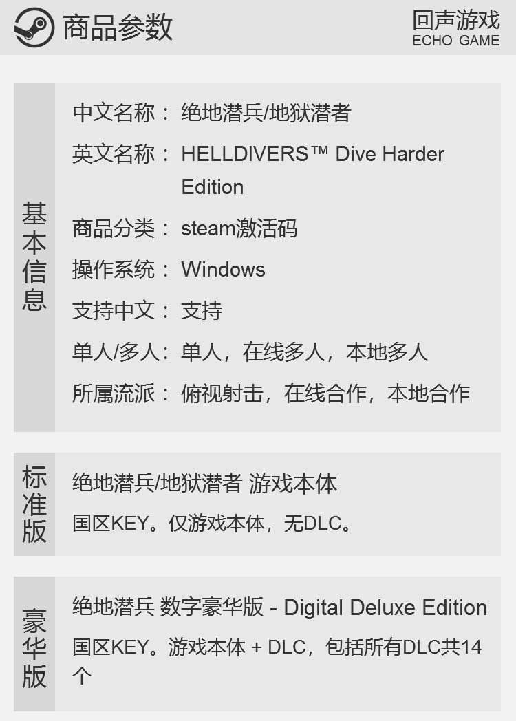 Steam 正版 国区激活码 绝地潜兵/地狱潜者 HELLDIVERS™ PC游戏 - 图0
