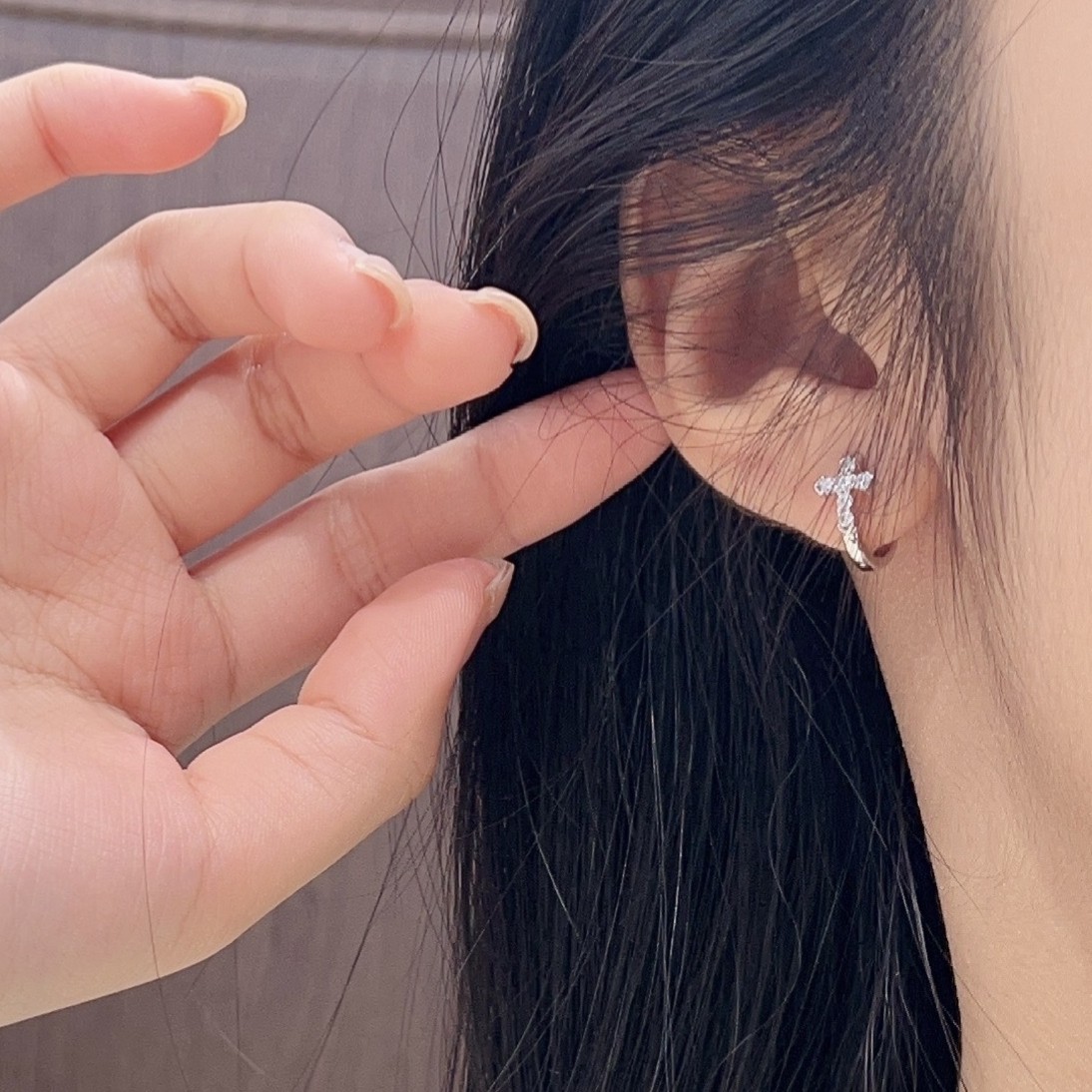 禧笑925银十字架纯银耳扣女小众轻奢高级感银耳环耳饰纯银耳钉女,淘宝优惠券,粉丝福利购,淘宝优惠卷