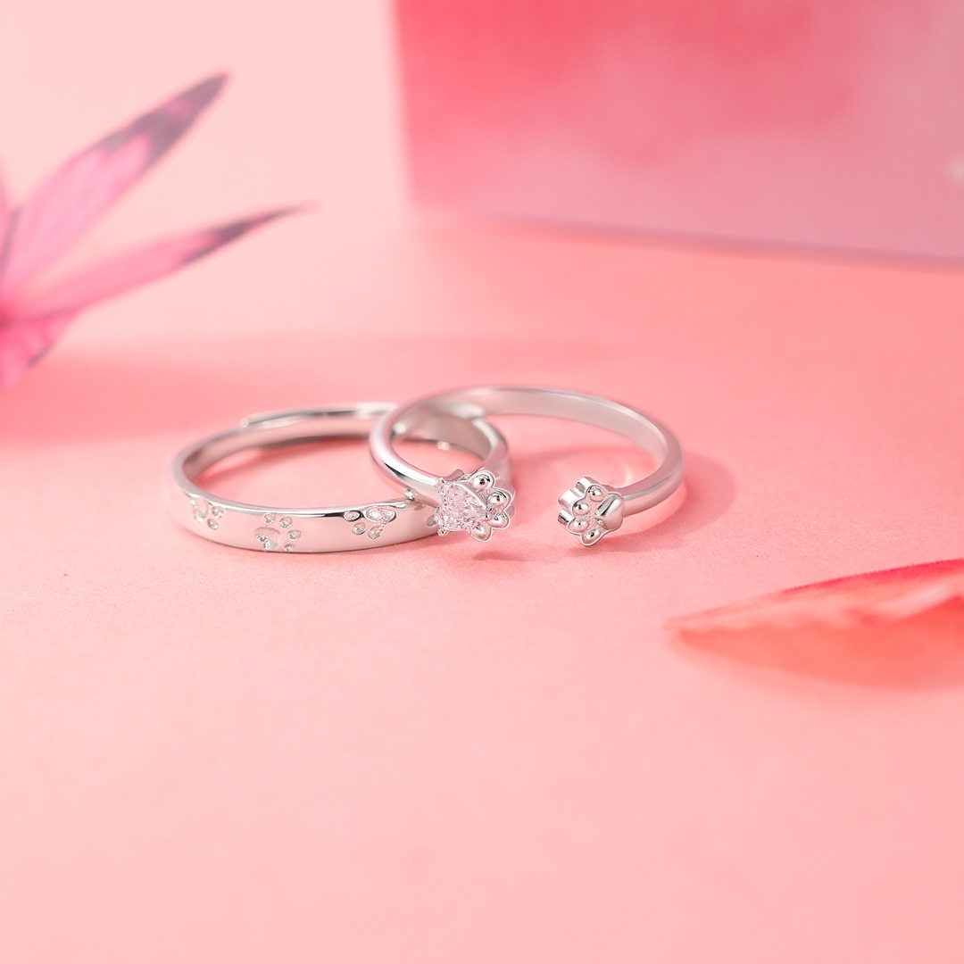 S925 sterling silver cat claw ring female niche design advanced opening adjustable silver ring gift for girlfriend