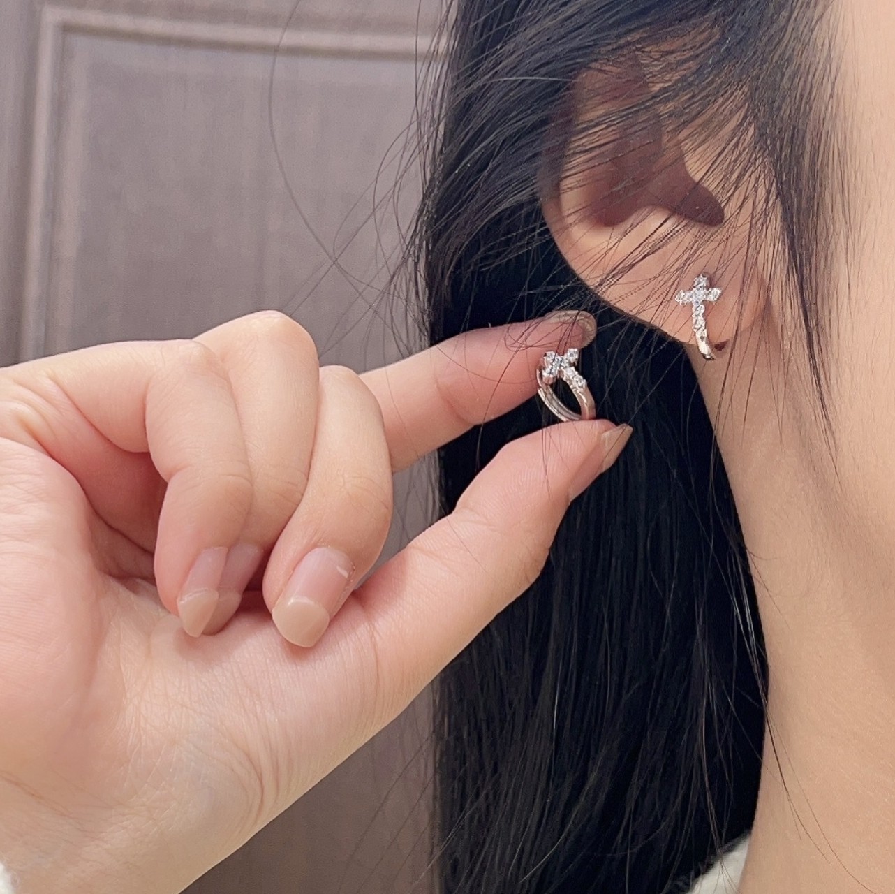 禧笑925银十字架纯银耳扣女小众轻奢高级感银耳环耳饰纯银耳钉女,淘宝优惠券,粉丝福利购,淘宝优惠卷