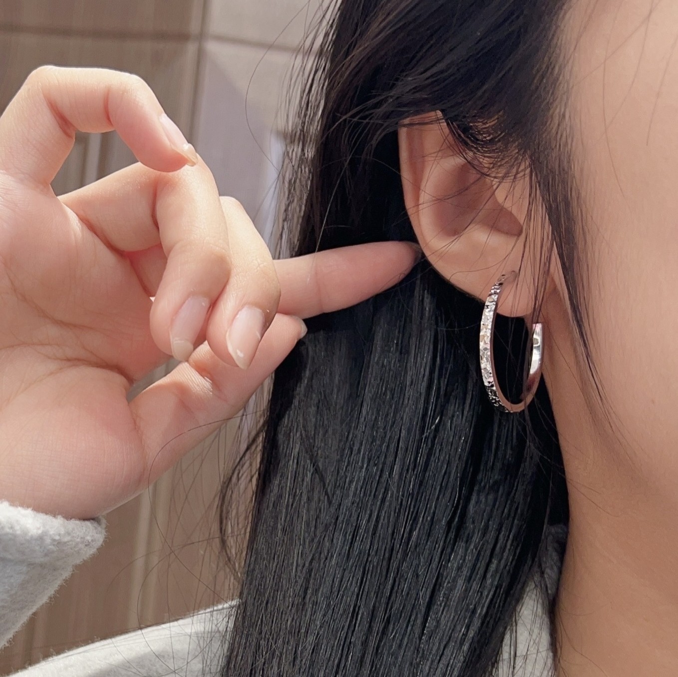 禧笑S925碎冰冰C字纯银耳钉女小众设计感耳环耳饰女友闺蜜礼物,淘宝优惠券,粉丝福利购,淘宝优惠卷