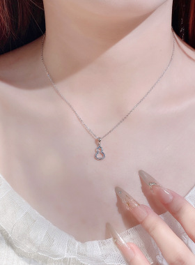 足银999碎冰冰葫芦项链女新款精致小众高级设计感项链吊坠银饰
