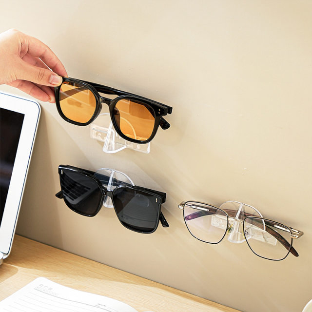 Transparent glasses bracket bedside wall hang anti-pressure display rack without punching myopia sunglasses storage rack