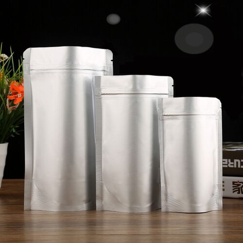 加厚纯铝箔自立自封袋30*42+5cm食品袋夹链密封袋自站立袋100个 - 图0