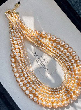 极光香槟金珍珠项链女高级感轻奢小众精致送妈妈女友礼物锁骨颈链