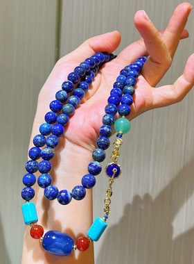 天然青金石项链女款2025新款爆款轻奢小众设计感锁骨链颈链配饰