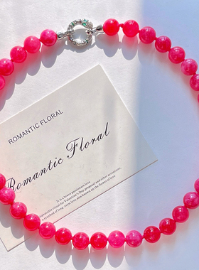 小众设计感石英岩颜色优化红宝石色项链颗颗打结高级氛围感欧美范