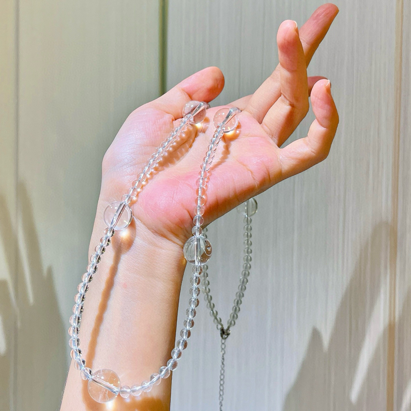 [清凉一夏]ins风小众天然白水晶项链女百搭透明串珠满天星毛衣链,淘宝优惠券,粉丝福利购,淘宝优惠卷