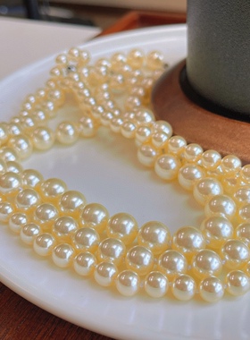 干枯玫瑰香槟金色高品质施家珍珠项链奶黄色温柔甜美锁骨链颈链