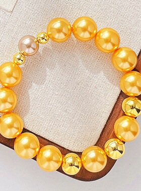 小香风奶奶金12mm复古人造水晶珍珠项链法式港风高级感锁骨链气质