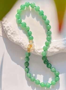 2025年新款天然东陵玉项链女打结小众时尚简约大气绿色送妈妈礼物