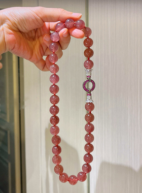 高品质大颗粒12mm天然草莓晶项链女轻奢小众高级感锁骨链2025新款