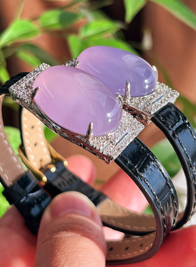小众设计感天然粉紫玉髓手表手镯手牌紫罗兰媲美翡翠皮带女款手环