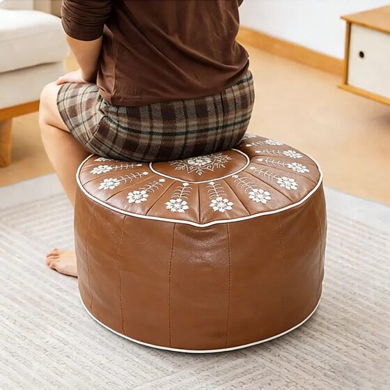 Chinese style light luxury leather pier storage stool seasonal storage box